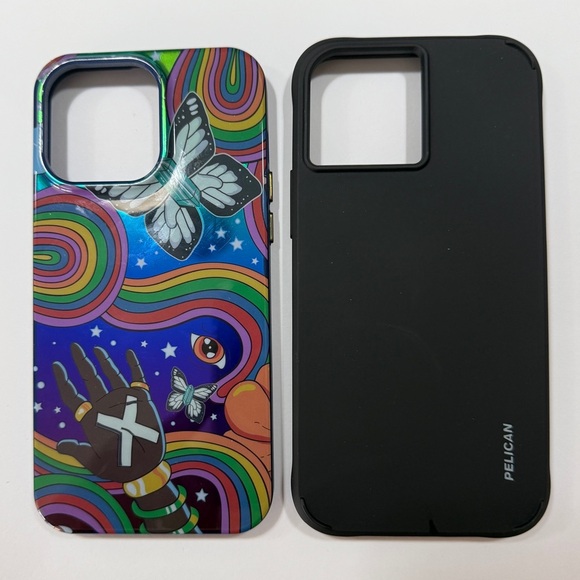 Other - Set of 2 iPhone 15 Pro Max Cases Rainbow Foil Look and Black. Pride !